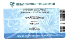 Certyfikat Instalatora Odnawialnych Źródeł Energii